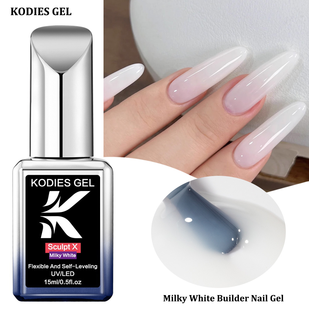 Nail Art Xl - KODIESジェルビルダーネイルジェルインアボトルミルキーホワイトスカルプトUVネイルポリッシュエクステンションマニキュアジェリーカラー構築ジェラックアート