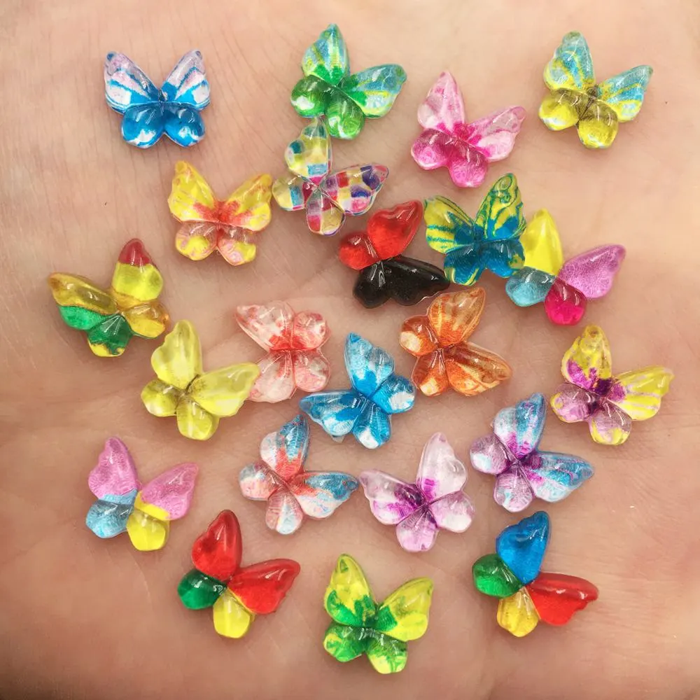 Nail Art Inspo - カワイイミニバタフライフラットバックラインストーン、レジングリッター、カラフル、ネイルアート、フィガーズイヤリング、DIYアクセサリー、スクラップブッククラフト、10mm