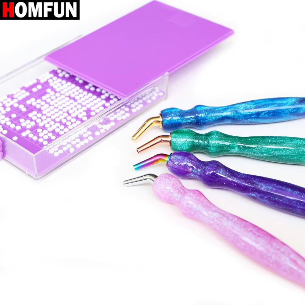 Nail Art Full Color - Homfun-多機能パープルメタルチップ付きダイヤモンドペイントペンセット、ネイルアート用レジンクラフトツールキット、クロスステッチ装飾、5D