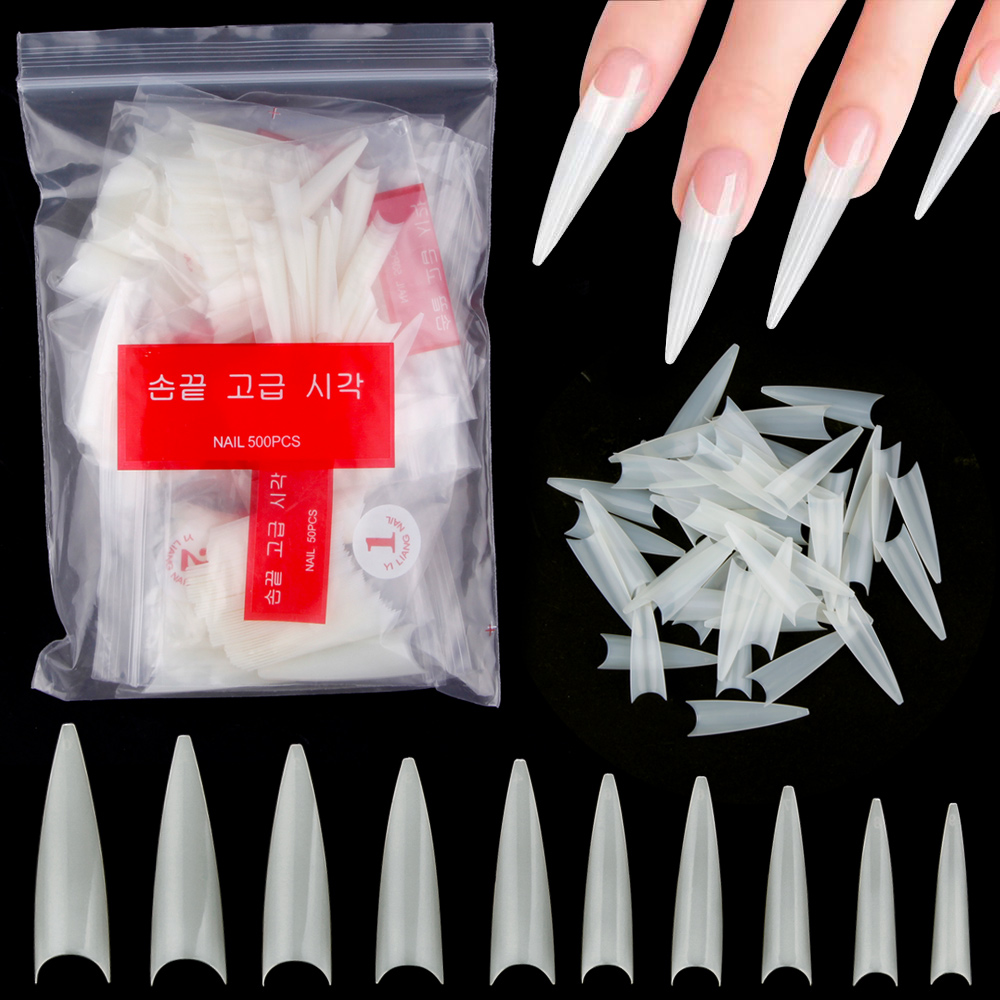 Nail Art Xl - 1 バッグ (600 個) ナチュラル小剣練習ネイルチップ 10