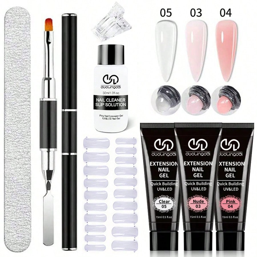 Acrylic Powder Clear - 8個/セット ポリエクステンションジェルセット ネイルアート ポリジェルキット クリアホワイトカラー ネイルUVジェル
