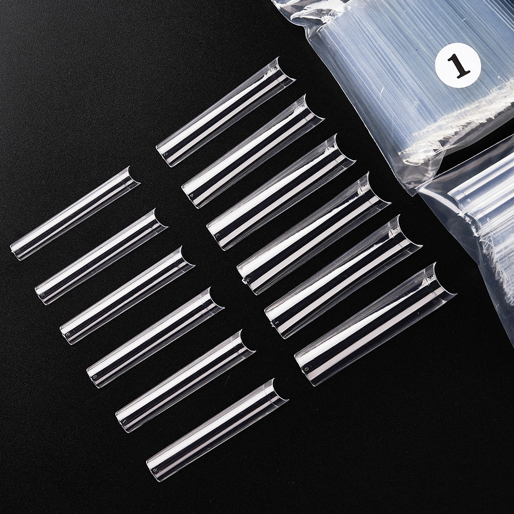 Nail Art Xl - 3XL ロング棺/スクエアアクリル偽ネイルチップハーフカバー C カーブストレートネイルチップマニキュアネイルアートデコレーションツール偽爪