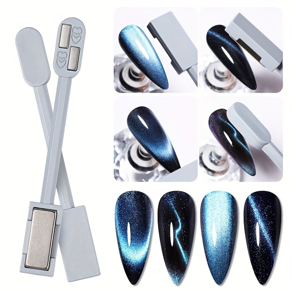 Nail Art Full Color - 1/2個入りキャッツアイマグネットセット ネイルアート用 - フレンチチップ ハート＆フラワーデザイン 強力磁気ワンド