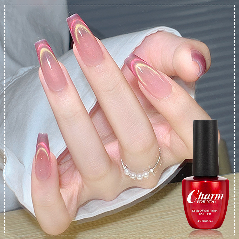 Nail Art Rainbow - 6 色オーロラキャットアイ磁気ジェルネイルポリッシュ、光沢のあるレインボーレーザー UV LED ジェルワニス半永久マニキュアネイルアート DIY