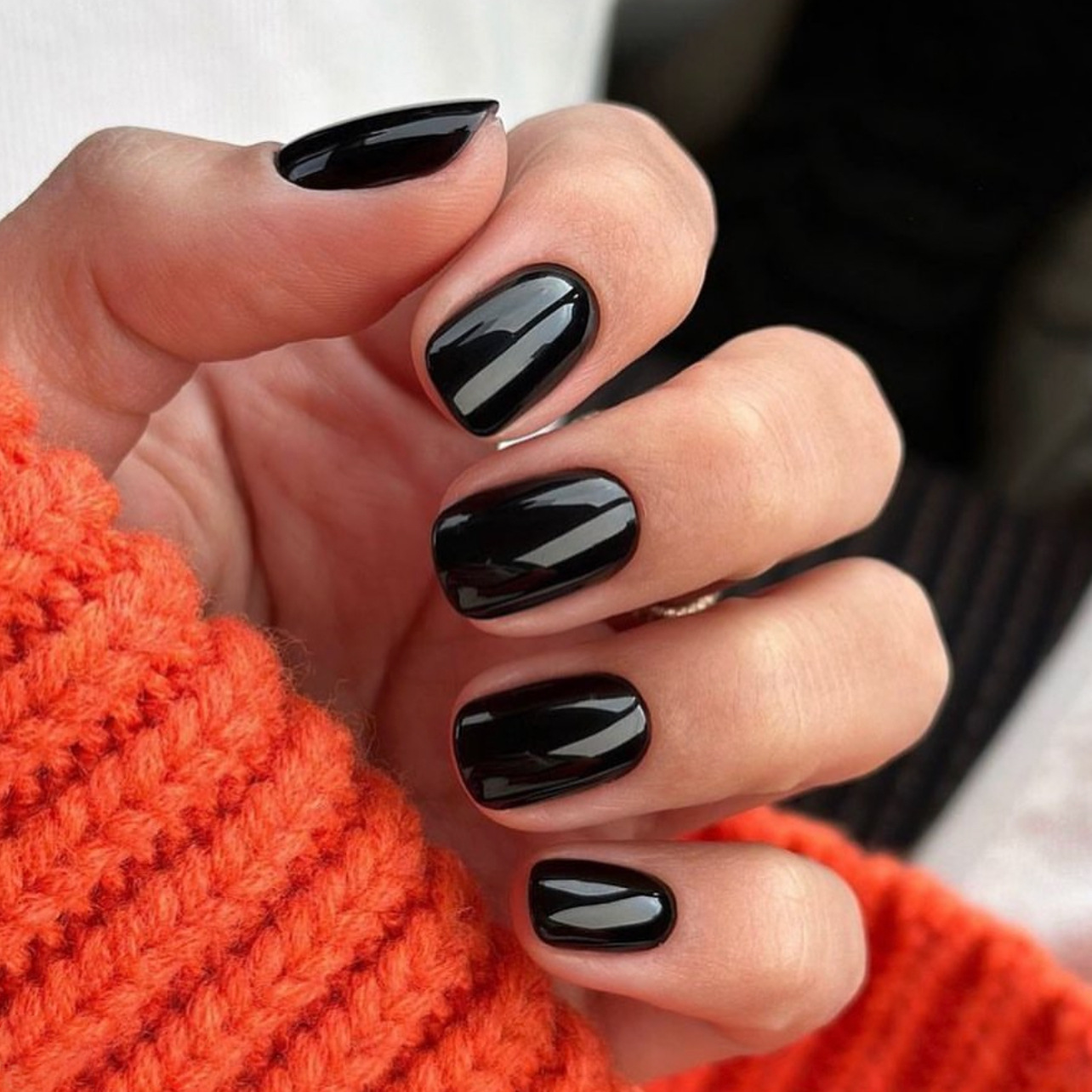 Nail Art Full Color - 24枚入り 無地 フルカバー ネイルチップ ブラック ショート