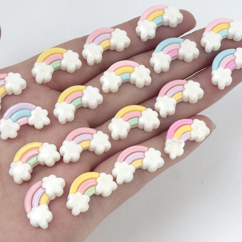 Nail Art Rainbow - 30 個/300 個ミニ樹脂レインボーフラットスクラップブッキングドールハウス DIY 手作りクラフト子供ヘアピン材料ネイルアートアクセサリー