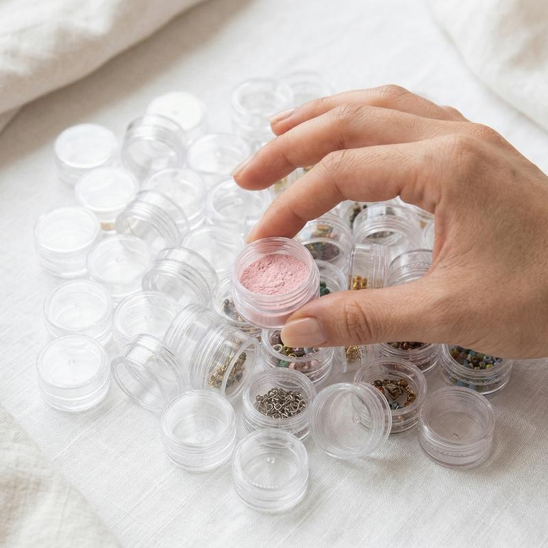50 個の空の透明なプラスチック化粧品瓶ポット詰め替え可能な - Nail Art Inspo のレビューと価格