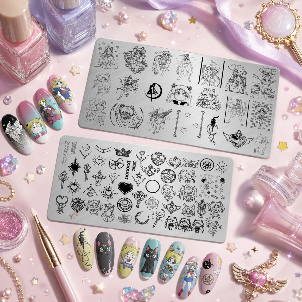 セーラームーンアニメネイルスタンピングプレート、かわいい漫画 - Nail Art Inspo のレビューと価格