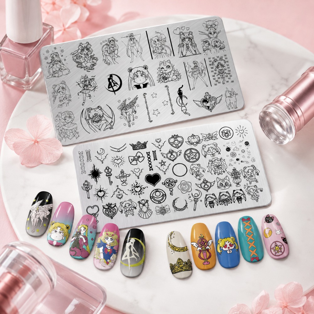 セーラームーンアニメネイルスタンピングプレート、かわいい漫画 - Nail Art Inspo のレビューと価格