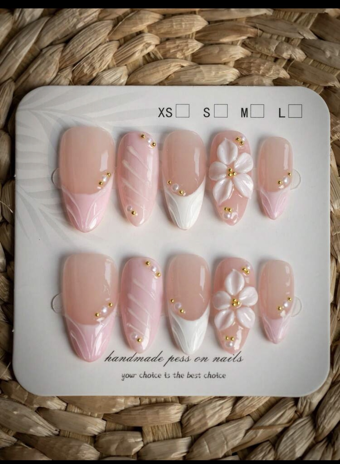 10個入りのアーモンド型の手作りネイル、優しいヌードピンクの - Nail Art Wedding のレビューと価格