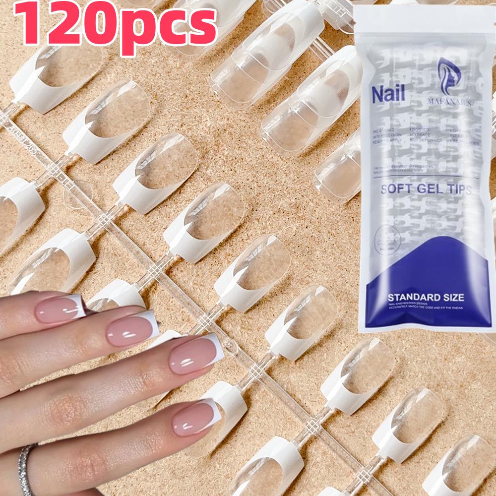 120個/袋 クリアフレンチコフィンプレスオンネイル ショー - Nail Art Wedding のレビューと価格