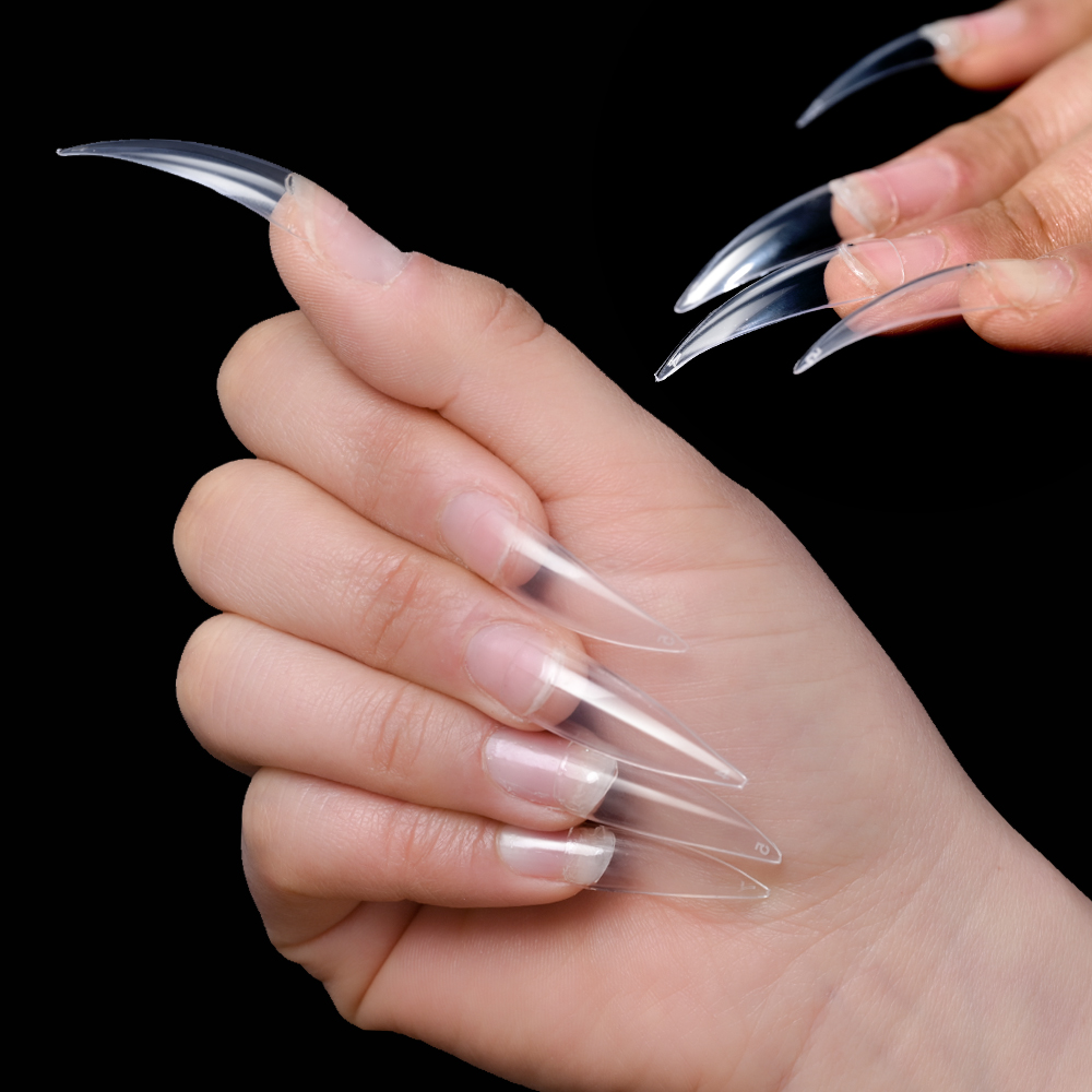 600 個エクストラロングホークカーブネイルチップハーフカバ - Nail Art Xl のレビューと価格