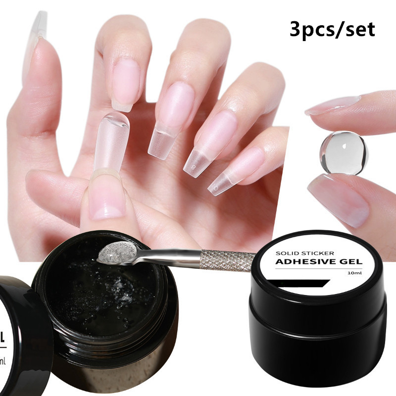 3 ピース/セットソリッドネイルチップジェルソリッドステッカ - Nail Art Full Color のレビューと価格