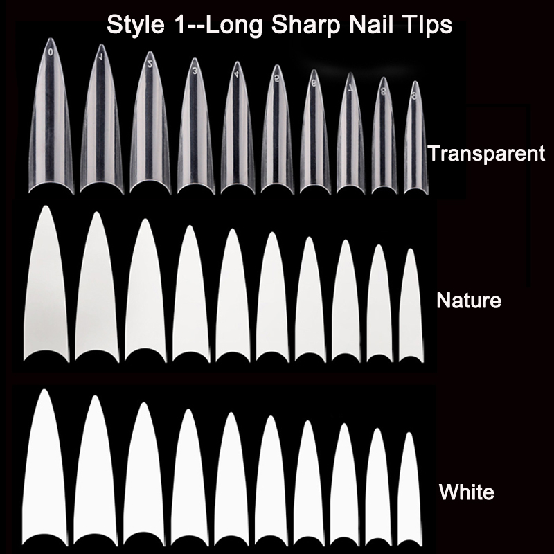 500/600個/バッグプロxlロング小剣偽の釘シャープハー - Nail Art Xl のレビューと価格