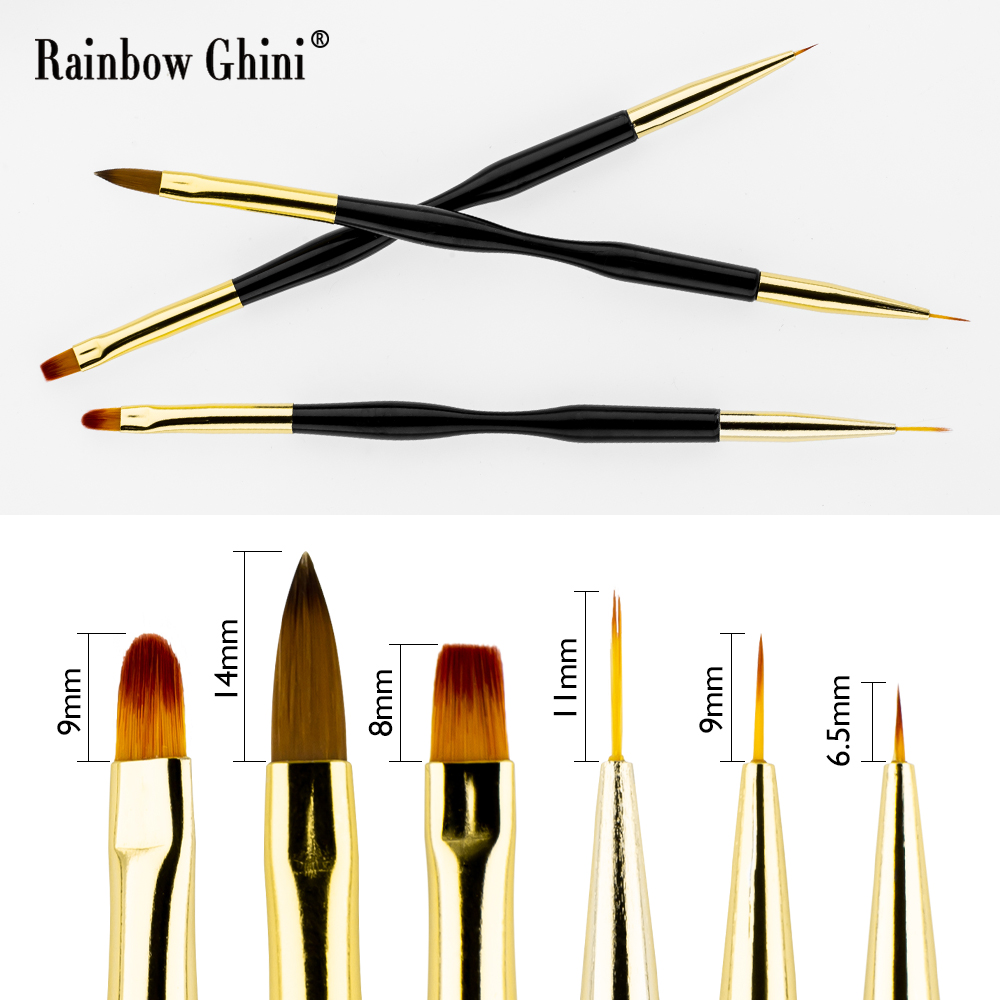 レインボーギニ 3本セット デュアルヘッドネイルアートブラシ - Nail Art Rainbow のレビューと価格