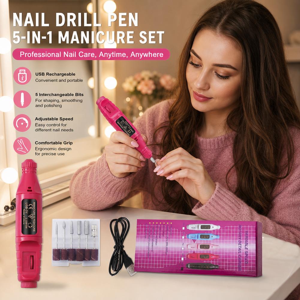 ポータブル電動ネイルドリルペン USB ミニ E ファイルサ - Nail Art Full Color のレビューと価格