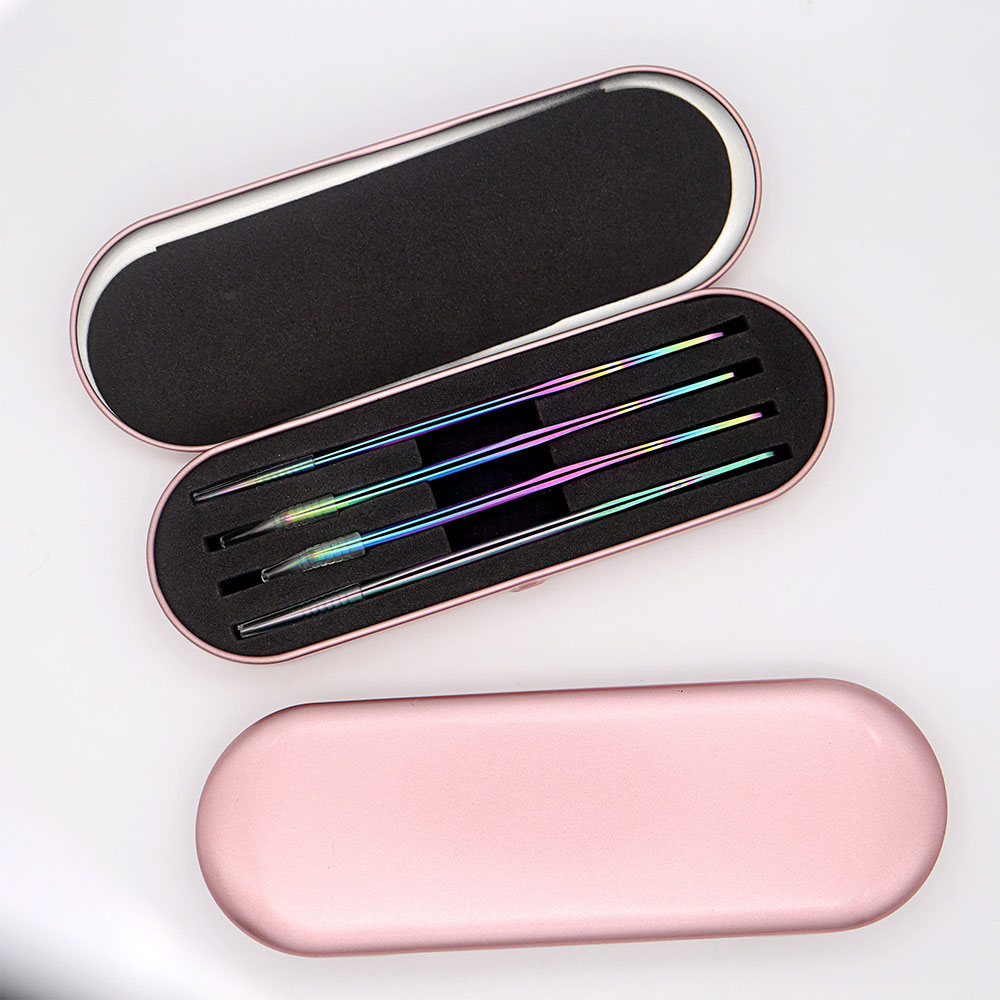 4 個レインボーまつげピンセットセットステンレス鋼超硬ピンセ - Nail Art Rainbow のレビューと価格
