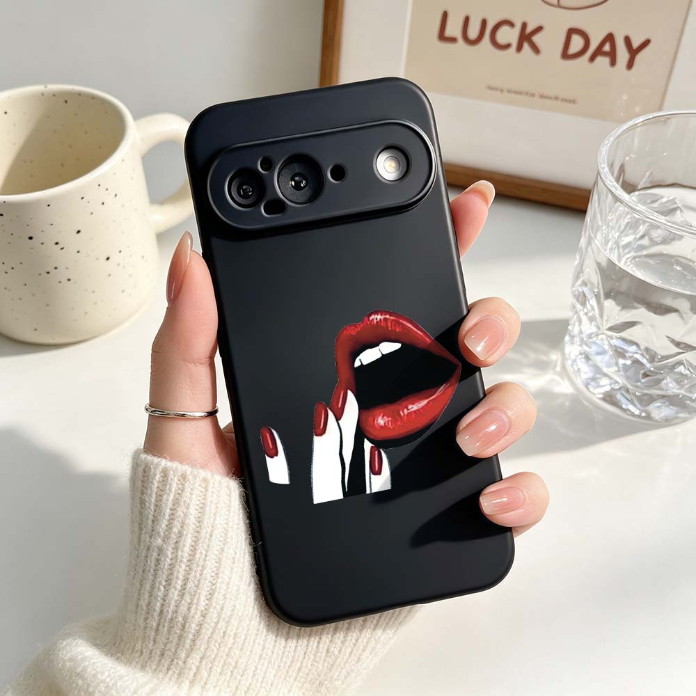 赤い唇ネイルアート柄スマホケース Google Pixel  - Nail Art Xl のレビューと価格