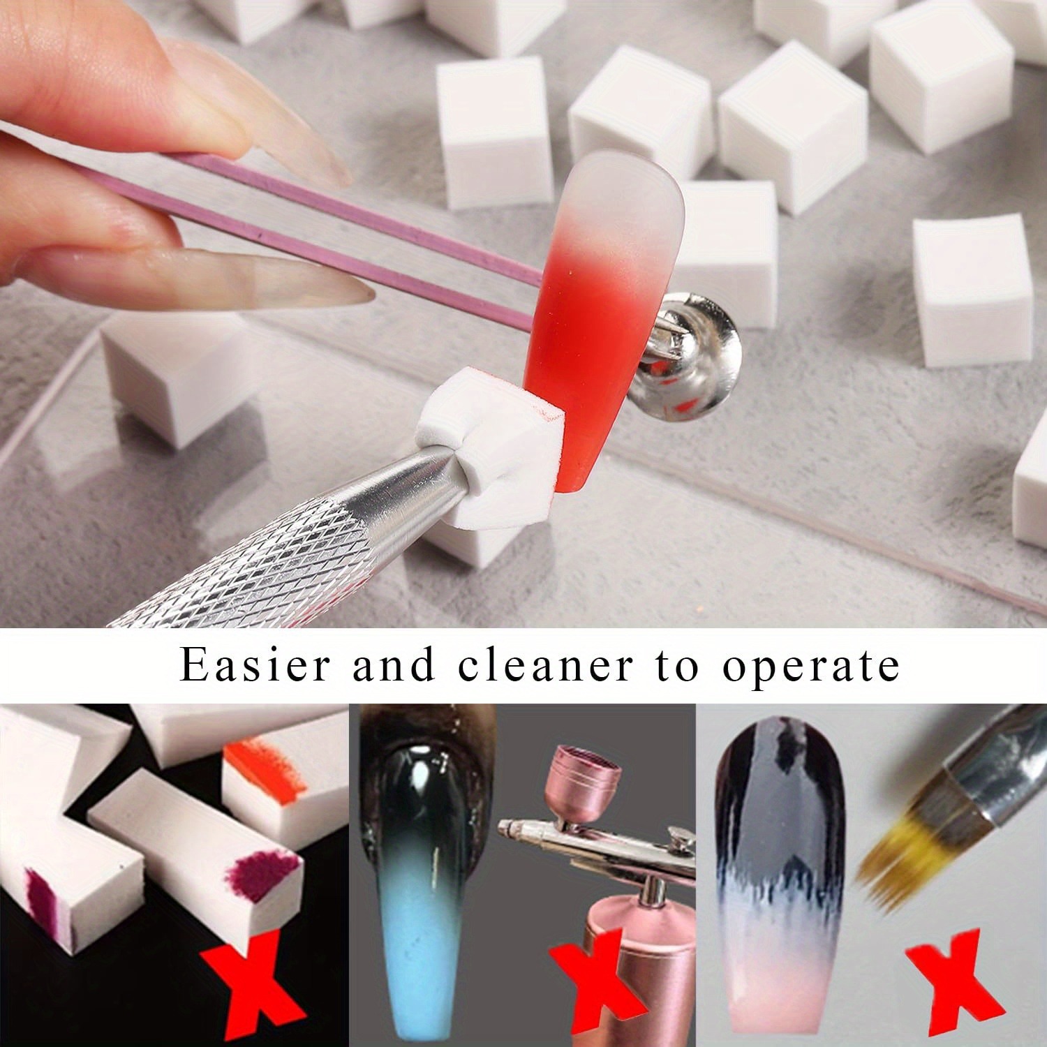 1/50/100 個正方形ネイルアートスポンジセットグラデー - Nail Art Inspo のレビューと価格
