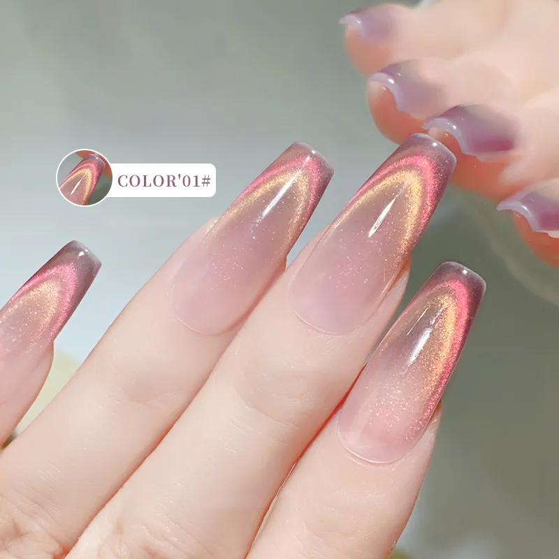 6 色オーロラキャットアイ磁気ジェルネイルポリッシュ、光沢の - Nail Art Rainbow のレビューと価格