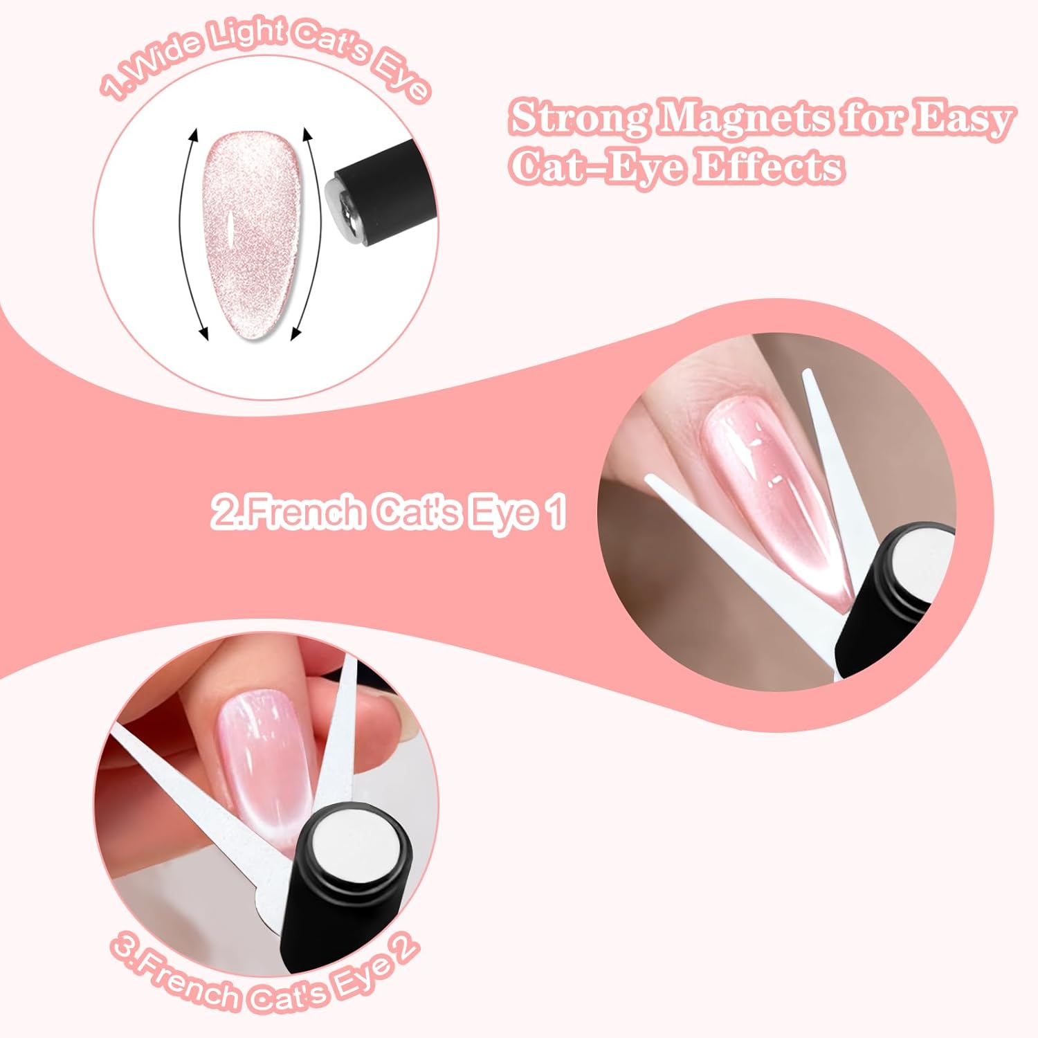ダブルヘッドネイルマグネットフレンチシェイプ強力3Dキャッツ - Nail Art Full Color のレビューと価格