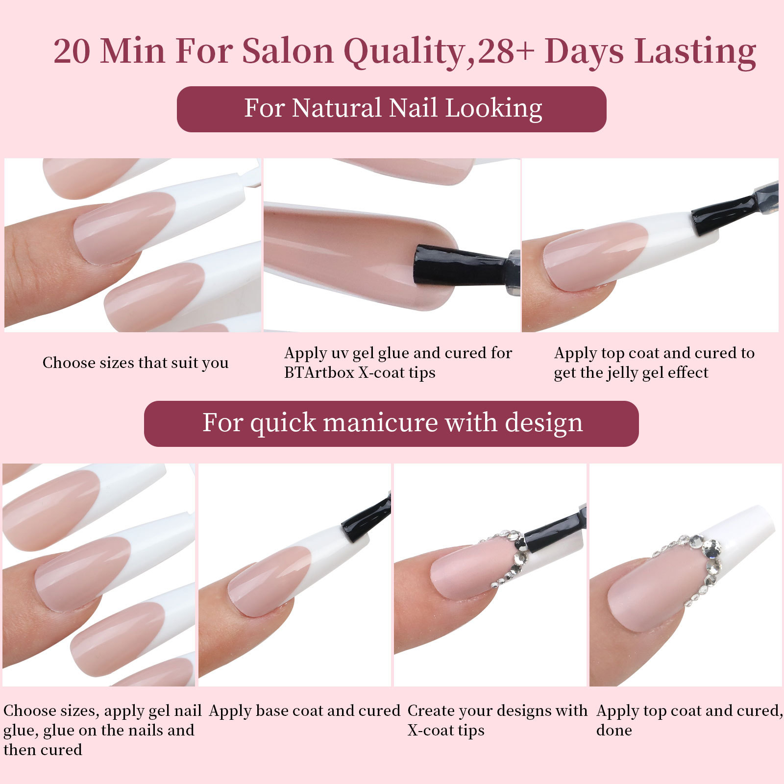 120 個のカラフルな偽の爪は接着剤が必要です爪にプレス女性 - Nail Art Xl のレビューと価格