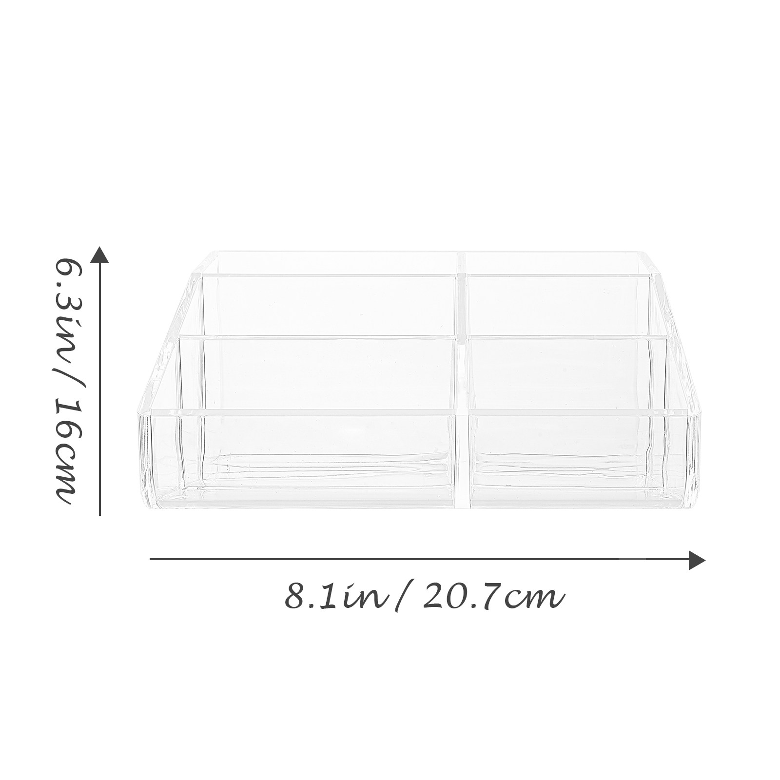6区画アクリル製オーガナイザー 透明メイクアップ収納ボックス - Acrylic Powder Clear のレビューと価格