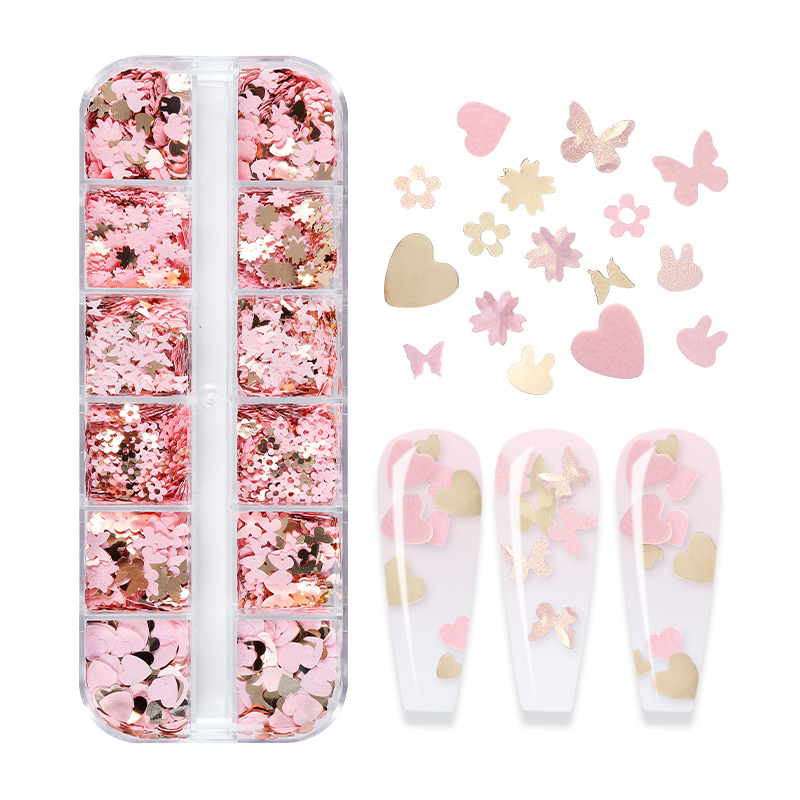 混合色の蛍光蝶キラキラまつげ延長アクセサリーネイルアートグリ - Nail Art Inspo のレビューと価格
