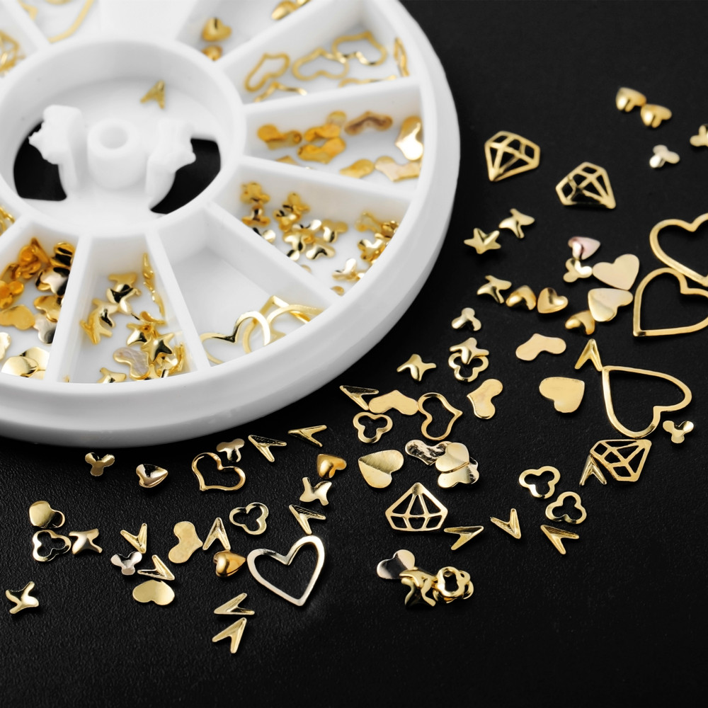 1 ボックスゴールドネイルアートグリッターメタル 3D ミッ - Nail Art Inspo のレビューと価格