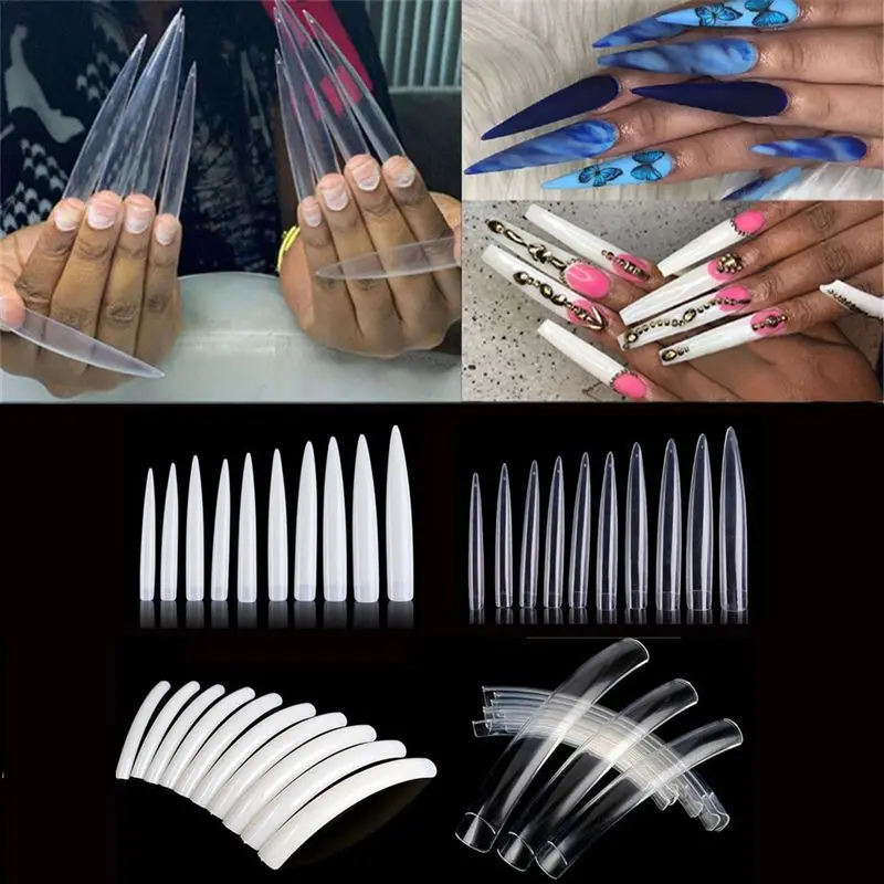 クリアナチュラルエクストラロング付け爪、フェイクネイルチップ - Nail Art Xl のレビューと価格